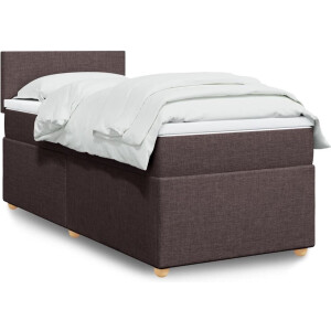 vidaXL - Boxspring - met - matras - stof - donkerbruin - 90x190 - cm