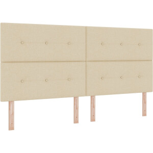 vidaXL - Boxspring - bed - met - hoofdeinde - Crème - 200 - x - 200 - cm - Stof