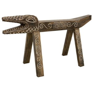 Bankje van Hout - Krokodil - Teakhout - Krokodillenbankje - Bruin - 100 x 32 x 57 cm