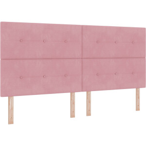 vidaXL - Boxspring - bed - met - matras - Roze - 200 - x - 200 - cm - Fluweel