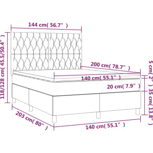 vidaXL - Boxspring - met - matras - stof - taupe - 140x200 - cm
