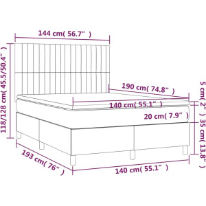 vidaXL - Boxspring - met - matras - stof - zwart - 140x190 - cm