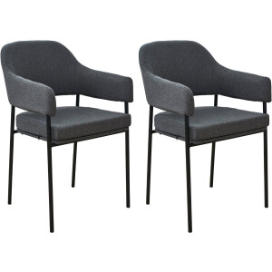 SVITA SCARLETT set van 2 eetkamerstoelen - fauteuil gestoffeerde stoel stof grijs