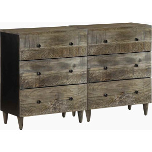 vidaXL - Dressoirs - 2 - st - 60x33,5x75 - cm - massief - mango - lichtgrijs