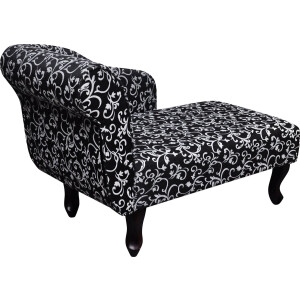 vidaXL - Chaise - longue - stof - zwart - en - wit