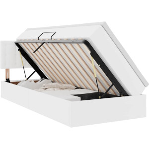 vidaXL - Opbergbed - met - LED - met - matras - Zuiver - Wit - 100 - x - 200 - cm - Kunstleer