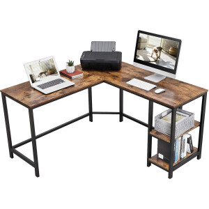Computer tafel - Hoek Bureau - Idustrieel - Vintage - Hout - Metaal - 138x138x75cm