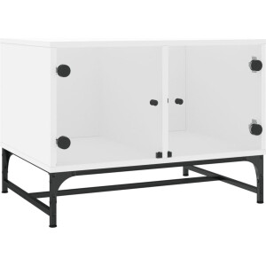 vidaXL - Salontafel - met - glazen - deuren - 68,5x50x50 - cm - wit