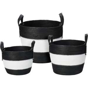 Mandenset-zwart/wit- 3 stuks - manden set - opbergmand - opbergmanden