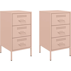 vidaXL - Nachtkastjes - 2 - st - 36x39x68 - cm - staal - roze