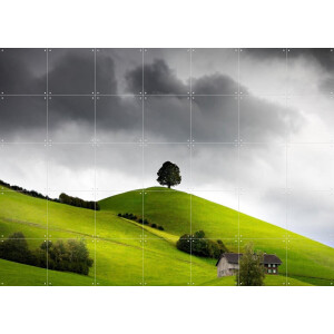 IXXI Swiss Green Hills, Claire Droppert - 140 x 100 cm - Gratis ophangtool - Grote wanddecoratie en posters - Fotografie, Naturalisme, Studeerkamer