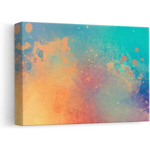 Artaza Canvas Schilderij Abstracte Kunst - Acryl met Blauw en Oranje - 30x20 - Klein - Foto Op Canvas - Canvas Print