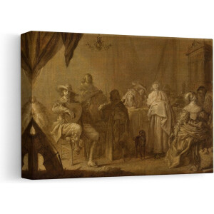 Artaza Canvas Schilderij Musicerend Gezelschap - Adriaen Pietersz. van de Venne - 30x20 - Klein - Kunst - Canvas Print