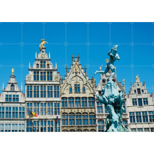 IXXI Grote Markt Antwerp, Edwin Fotografeert & Kunst in Kaart - 140 x 100 cm - Gratis ophangtool - Grote wanddecoratie en posters - Fotografie
