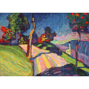 IXXI Autumn Landscape, Kandinsky & Bridgeman Images - 140 x 100 cm - Gratis ophangtool - Grote wanddecoratie en posters - Kleurrijk