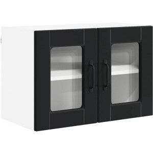 vidaXL - Wandglas - Kasten - PORTO - Zwart - 60 - x - 31 - x - 40 - cm - Bewerkt - hout