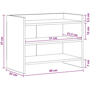 vidaXL - TV - Kast - 60 - x - 33 - x - 47 - cm - Grijs - Sonoma - Bewerkt - hout
