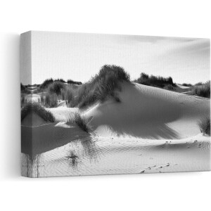 Artaza Canvas Schilderij Zand Duinen aan het Strand - Zwart Wit - 30x20 - Klein - Foto Op Canvas - Canvas Print