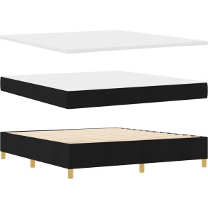 vidaXL - Boxspring - bed - met - hoofdeinde - Zwart - 200 - x - 180 - cm - Stof