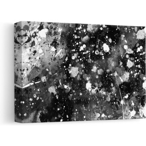 Artaza Canvas Schilderij Abstracte Kunst - 30x20 cm - Klein - Muurdecoratie Zwart Wit - Wanddecoratie Woonkamer - Kamer Accessoires