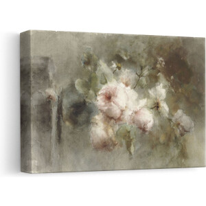 Artaza Canvas Schilderij Stilleven Met Bloemen - 30x20 cm - Klein - Muurdecoratie Rozen - Wanddecoratie Woonkamer - Schilderijen Op Canvas