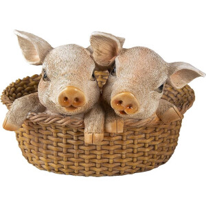 Clayre & Eef Beeld Varken 11x11x16 cm Bruin Roze Kunststof Varken
