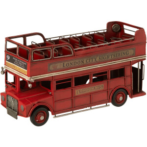 J-Line decoratie Bus Antiek - metaal - rood