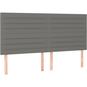 vidaXL - Hoofdbord - donkergrijs - 160x5x118/128 - cm - Stof