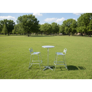 Luxe Aluminium Bartafel Set met 2 Barkrukken – In Hoogte Verstelbare Ronde Bartafel met Voetsteun & Armleuningen – Weerbestendig, Lichtgewicht & Duurzaam – Geschikt voor Binnen & Buiten –