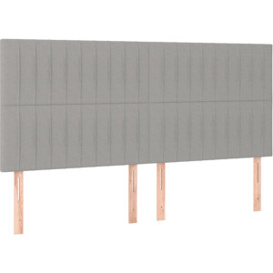 vidaXL - Hoofdbord - lichtgrijs - 180x5x118/128 - cm - stof