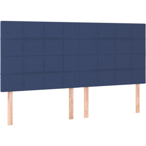 vidaXL - Hoofdbord - blauw - 200x5x118/128 - cm - stof