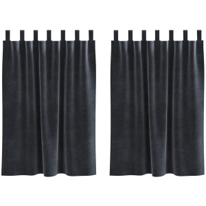 vidaXL - Blackout - Gordijnen - met - Hanglussen - 2 - stuks - Donkergrijs - Fluwel