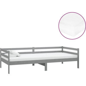 vidaXL - Slaapbank - met - matras - massief - grenenhout - grijs - 90x200 - cm