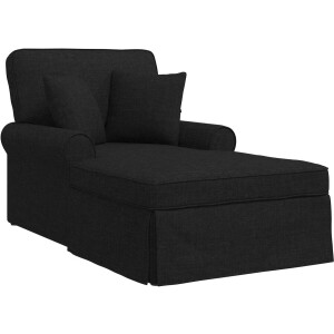 vidaXL - Chaise - Lounge - met - Rok - met - kussen - met - kussen - 3 - pcs - Zwart - Stof