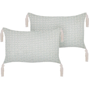BELIANI HAKONE - Set van 2 kussens - Mintgroen - 45 x 25 cm - Polyester
