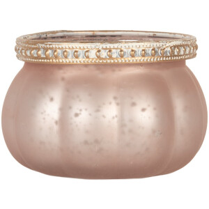 Clayre & Eef Waxinelichthouder Ø 9x6 cm Roze Glas