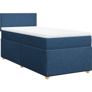 vidaXL - Boxspring - met - matras - stof - blauw - 80x200 - cm