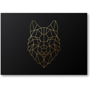 Minimalist Wolf - Goud - 70x50 Canvas Liggend - Dieren
