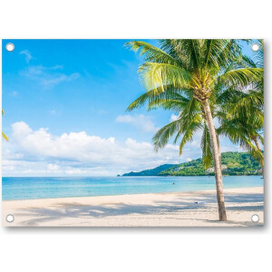 Tropisch Strand met Palmbomen - Tuinposter 70x50 - Wanddecoratie - Landschap
