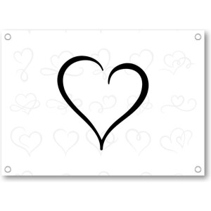 Hart - Harten patroon - Zwart/Wit - Tuinposter 70x50 - Wanddecoratie - Minimalist
