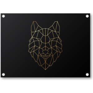 Minimalist Wolf - Goud - Tuinposter 70x50 - Wanddecoratie - Dieren