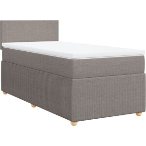 vidaXL - Boxspring - met - matras - stof - taupe - 90x200 - cm