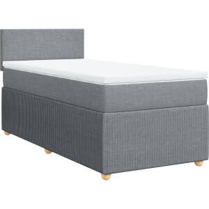 vidaXL - Boxspring - met - matras - stof - lichtgrijs - 100x200 - cm
