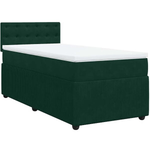 vidaXL - Boxspring - met - matras - fluweel - donkergroen - 80x200 - cm