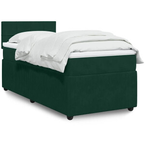 vidaXL - Boxspring - met - matras - fluweel - donkergroen - 90x200 - cm
