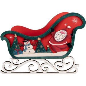 Clayre & Eef Kerstdecoratie Beeld Slee Rood Hout