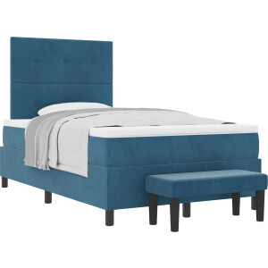vidaXL - Boxspring - bed - met - hoofdeinde - Donkerblauw - 190 - x - 120 - cm - Fluweel