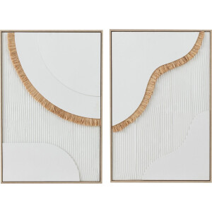 J-Line schilderij Hooi - canvas - wit - 2 stuks