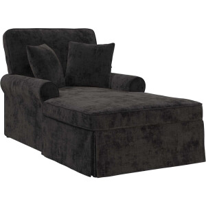 vidaXL - Chaise - Lounge - met - Rok - met - kussen - Zwart - 157 - x - 91 - x - 91 - cm - ARES