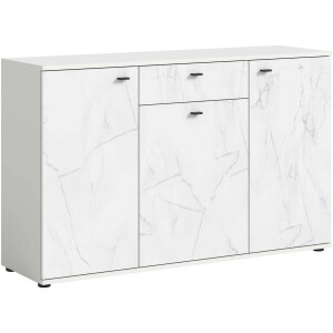 Stenen ladekast marmer wit NB wit melamine - 40x138x87cm